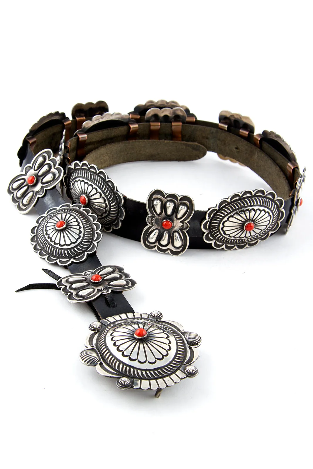 Narrow Repousse Coral Concho Belt