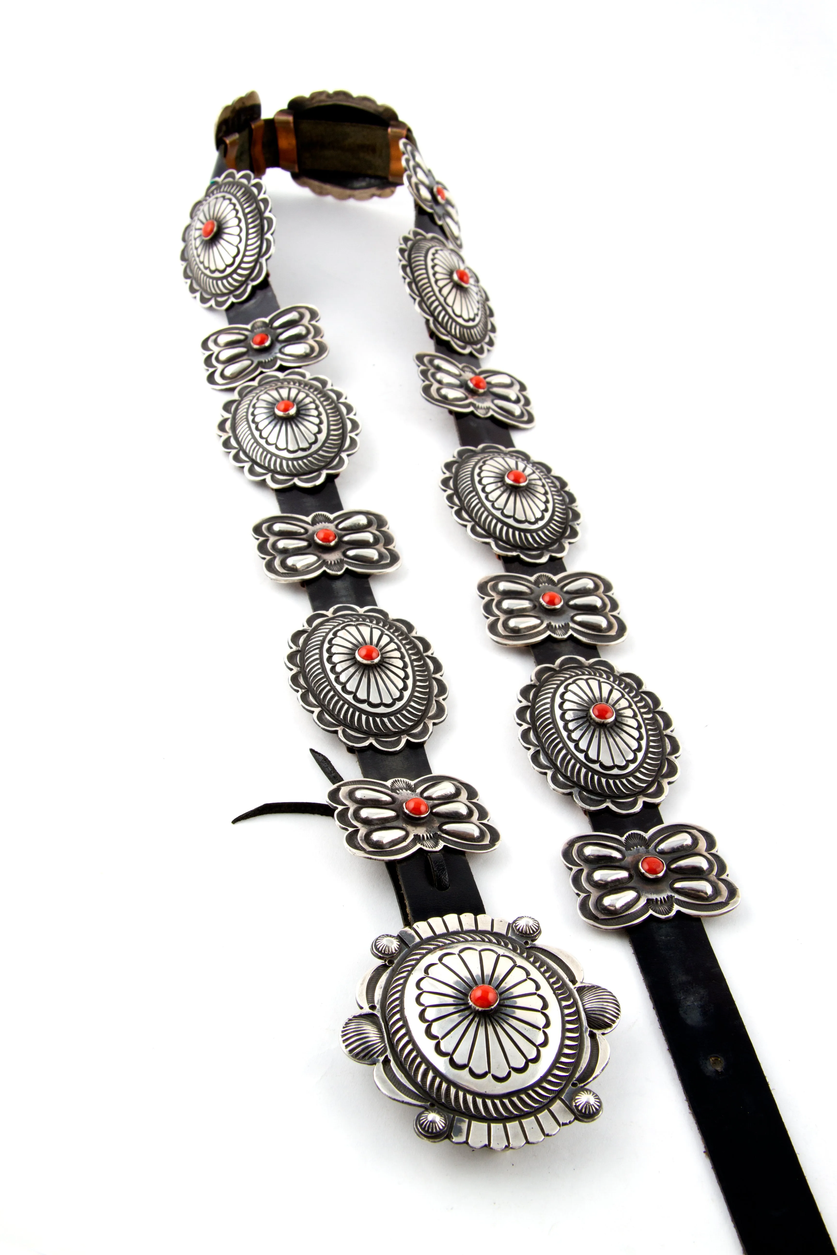 Narrow Repousse Coral Concho Belt