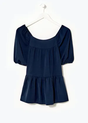 Navy Peplum Top