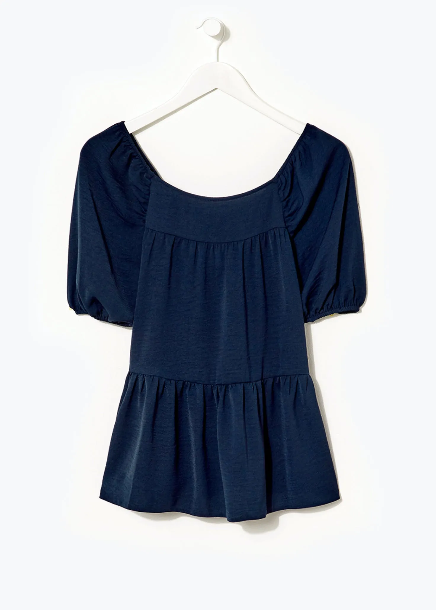 Navy Peplum Top