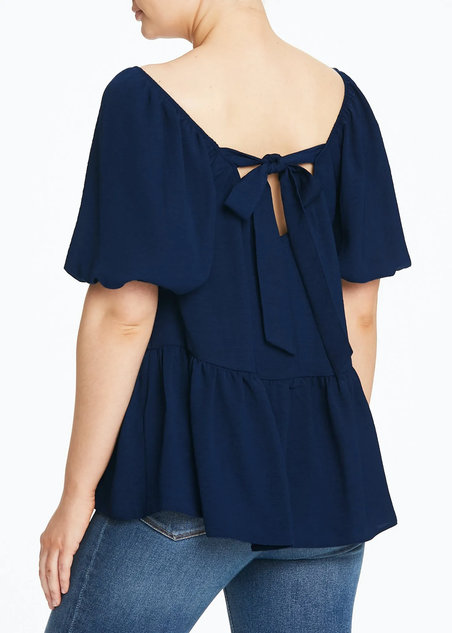 Navy Peplum Top