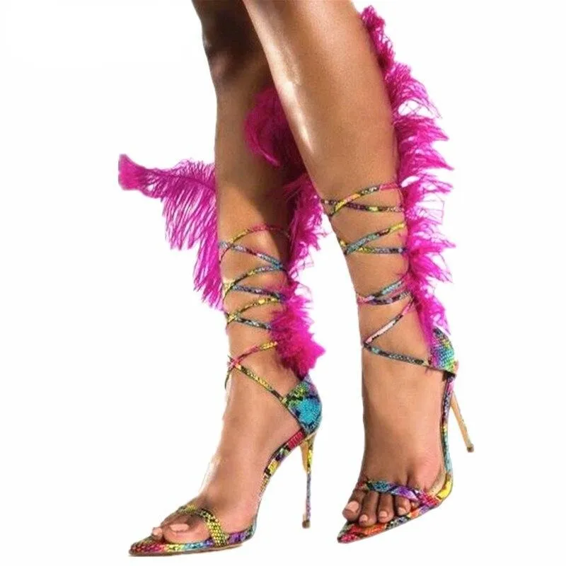 New Feather Sandals Party Shoes