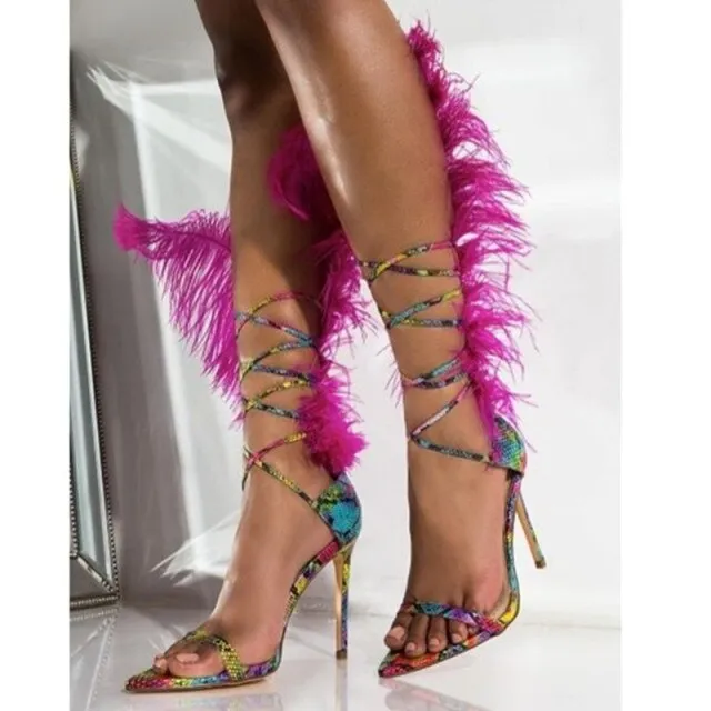 New Feather Sandals Party Shoes