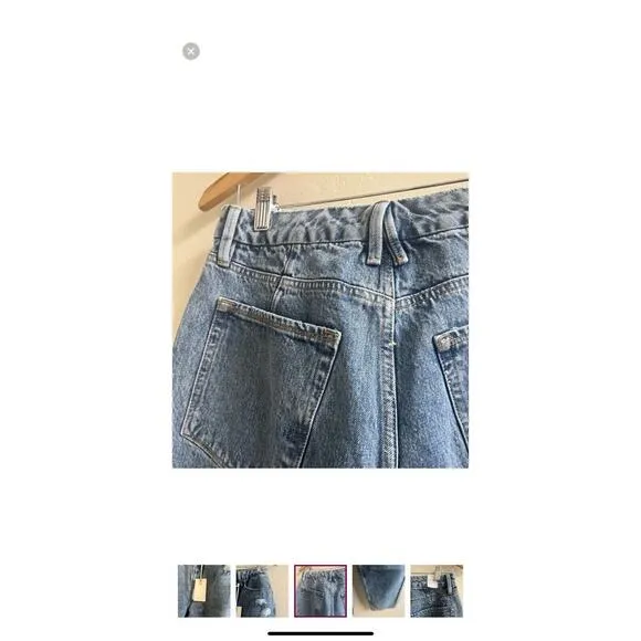 NEW Good American Women 90s Mom Jeans Size 6/28 Straight Leg Denim Ripped