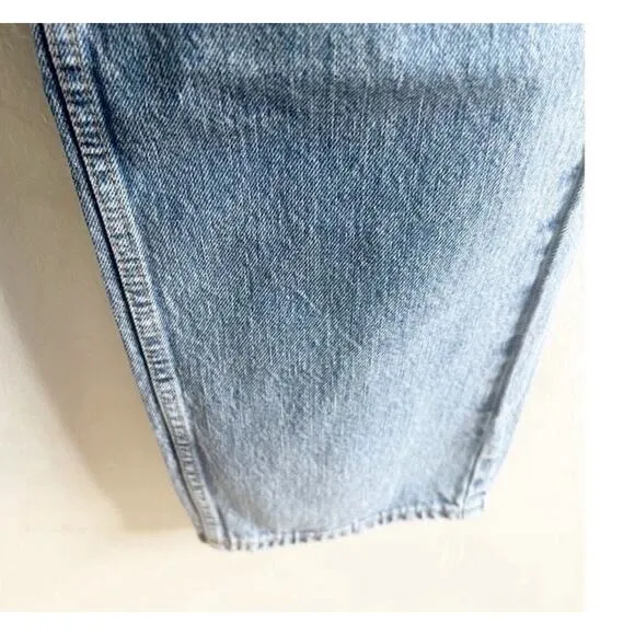 NEW Good American Women 90s Mom Jeans Size 6/28 Straight Leg Denim Ripped