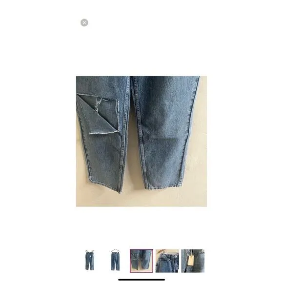 NEW Good American Women 90s Mom Jeans Size 6/28 Straight Leg Denim Ripped