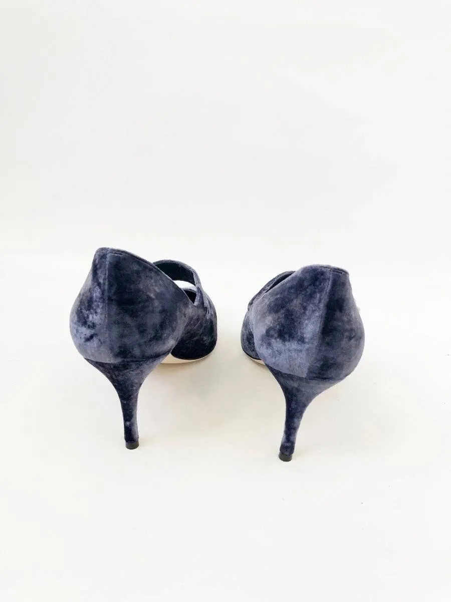 NEW Manolo Blahnik Velvet Mary Jane Pump Size 41 It (11 Us)