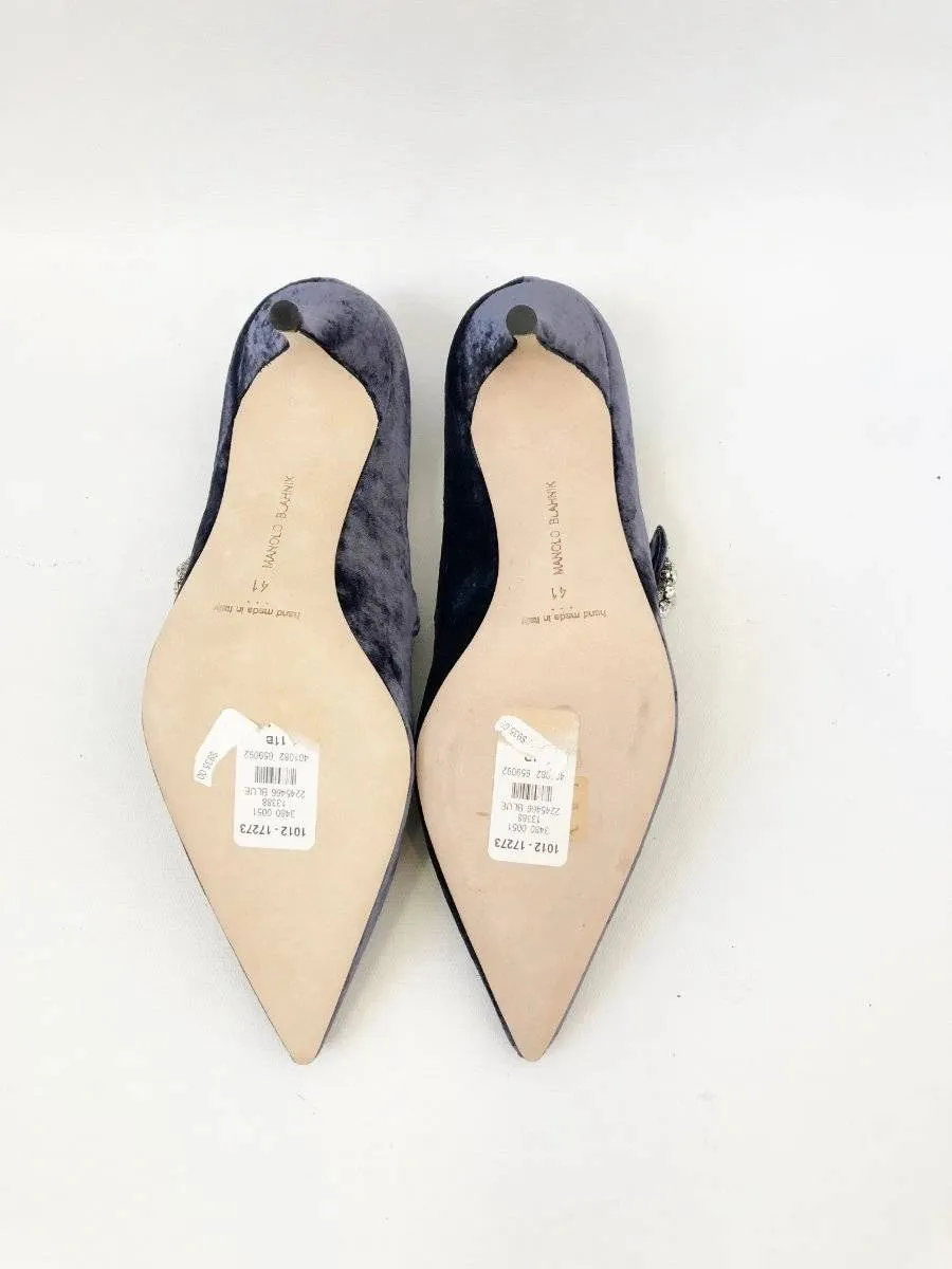 NEW Manolo Blahnik Velvet Mary Jane Pump Size 41 It (11 Us)