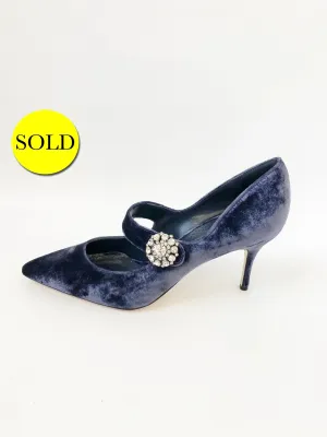 NEW Manolo Blahnik Velvet Mary Jane Pump Size 41 It (11 Us)
