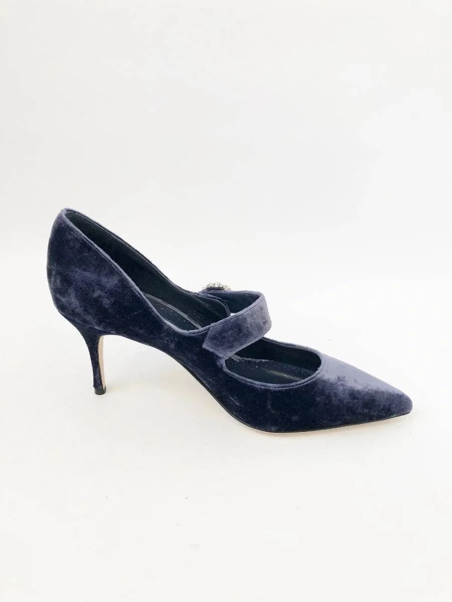 NEW Manolo Blahnik Velvet Mary Jane Pump Size 41 It (11 Us)
