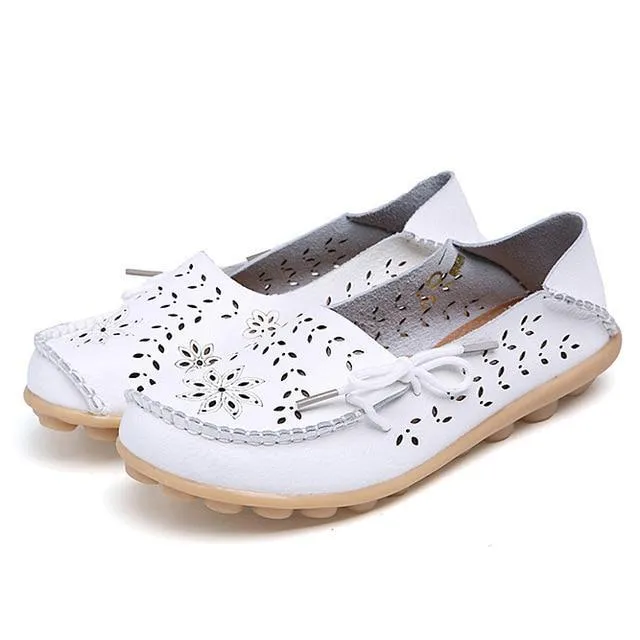 New Moccasins Women Shoes Slip On Loafers Genuine Leather Shoes Driving Woman Footwear