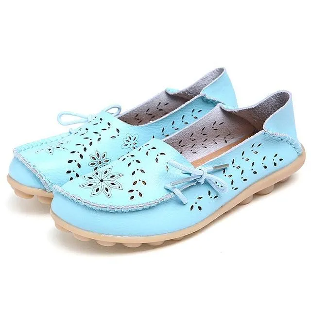 New Moccasins Women Shoes Slip On Loafers Genuine Leather Shoes Driving Woman Footwear