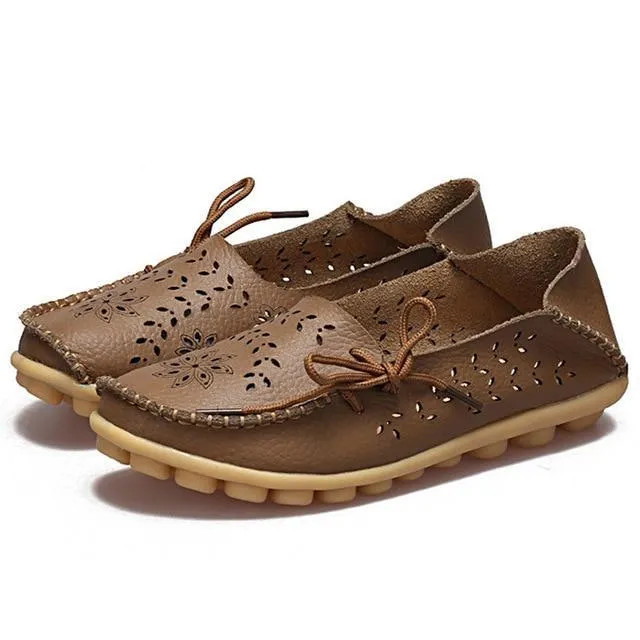 New Moccasins Women Shoes Slip On Loafers Genuine Leather Shoes Driving Woman Footwear
