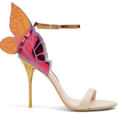 Newest metallic embroidered leather sandals angel wings pumps bridal shoes