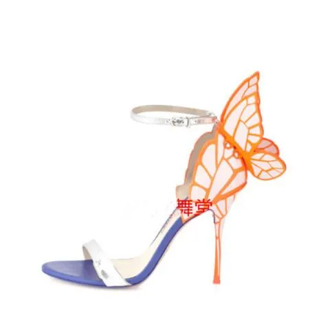 Newest metallic embroidered leather sandals angel wings pumps bridal shoes