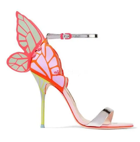 Newest metallic embroidered leather sandals angel wings pumps bridal shoes