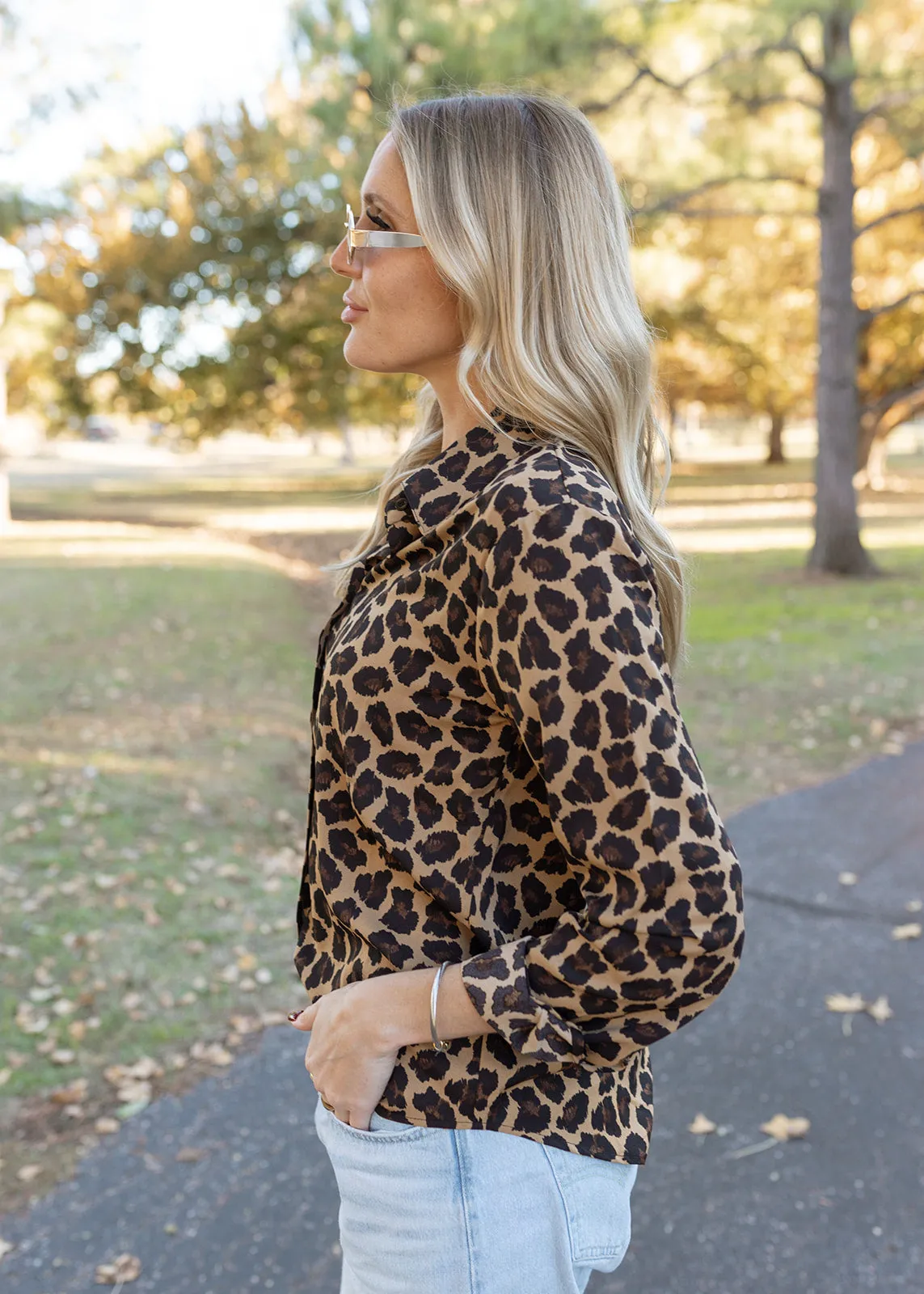 Nina Leopard Button Top
