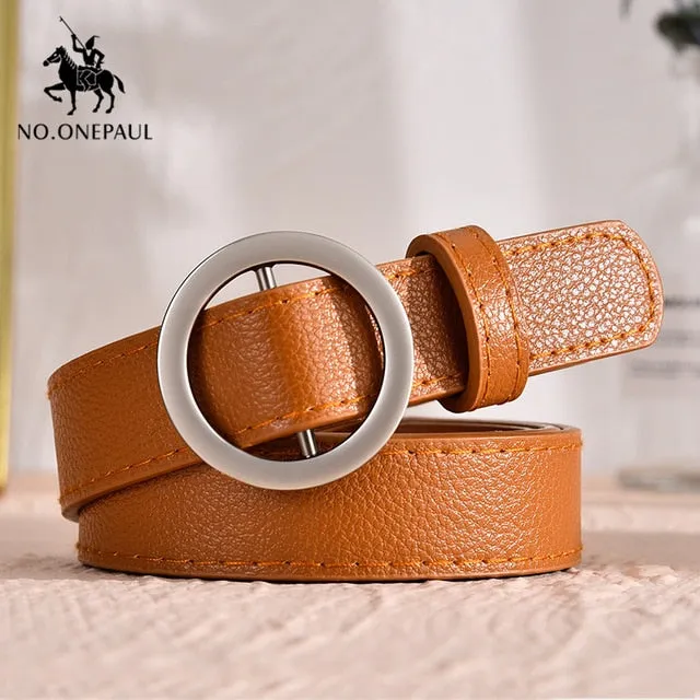 No. Onepaul Women's Casual Circle-Buckle Belt