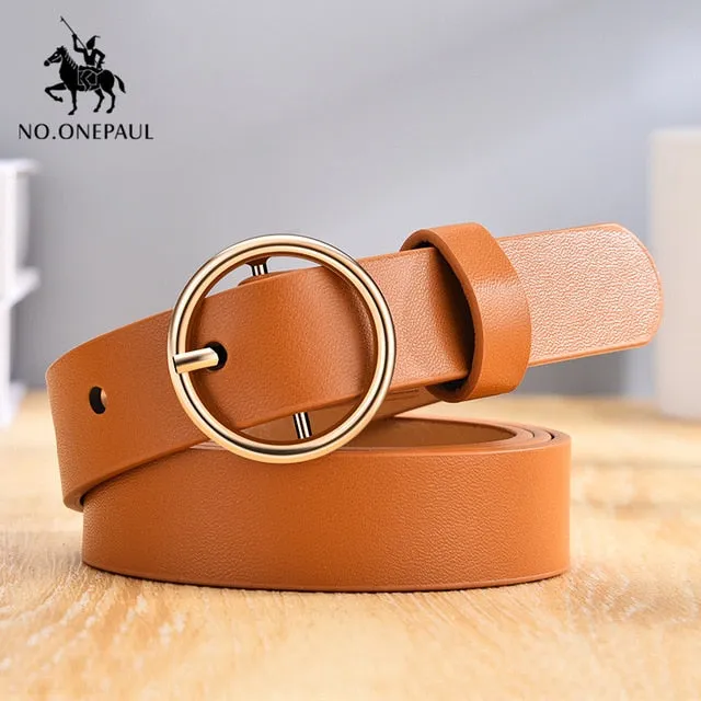 No. Onepaul Women's Casual Circle-Buckle Belt