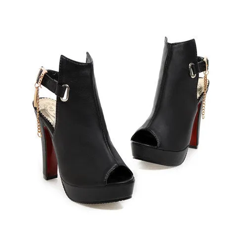 Novelty Shoes Women Pumps Spring Peep Toe Gladiator Chunky High Heels Platform Female Chains Sequined Yellow