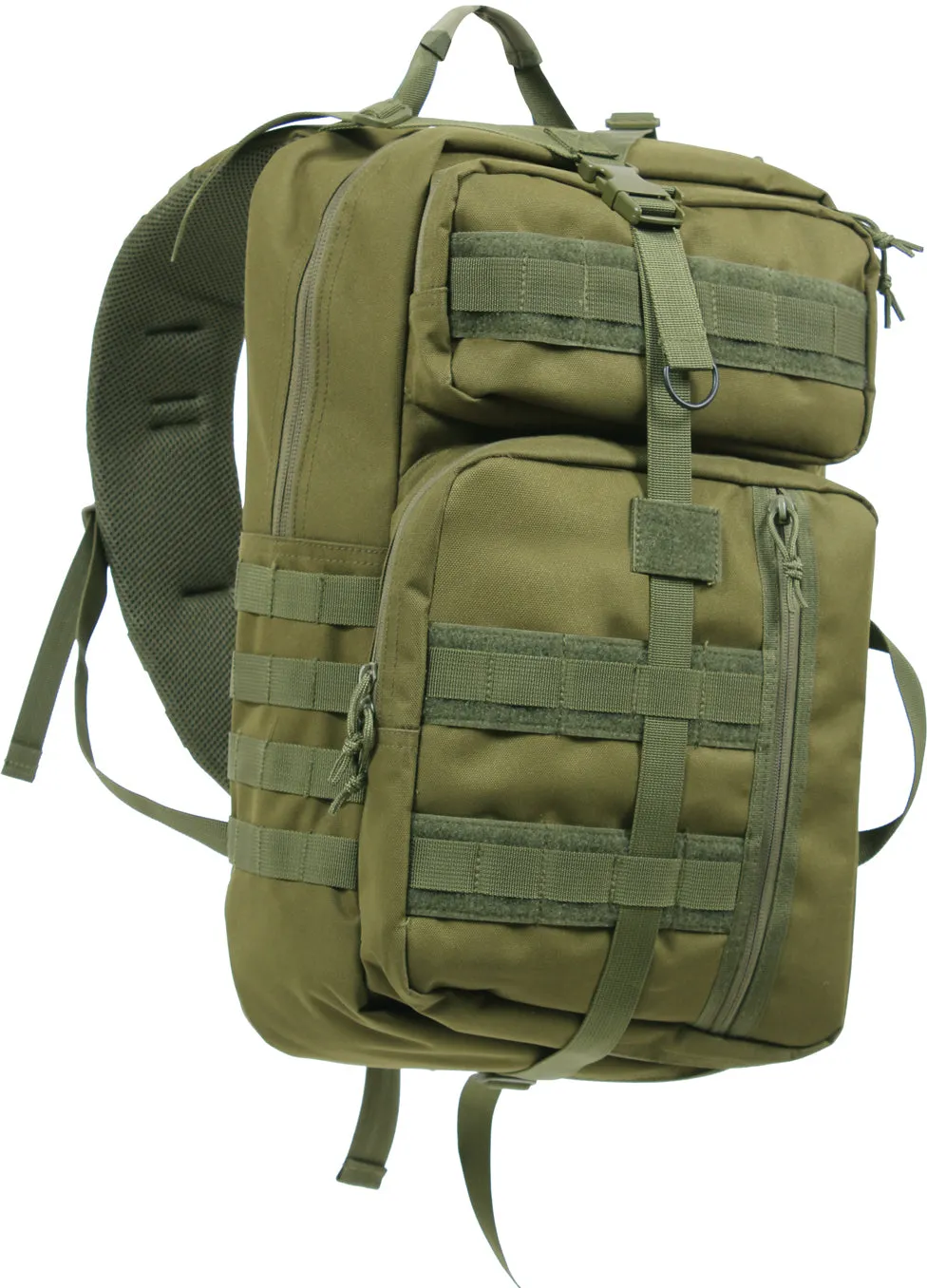 Olive Drab Tactical Sling Transport Pack Crossbody Bag Army MOLLE Strap Concealed Carry CCW