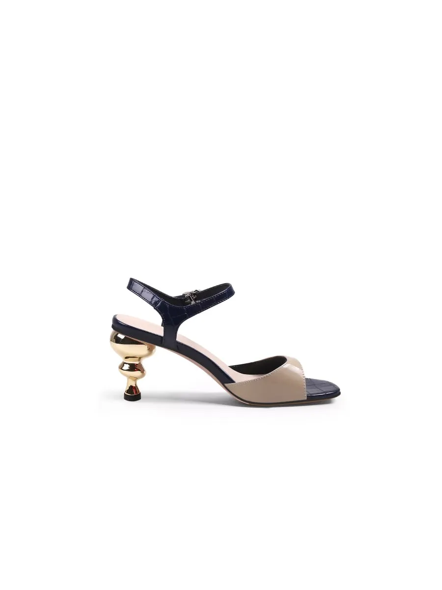 Open Toe Hookah Heeled Pump - Beige