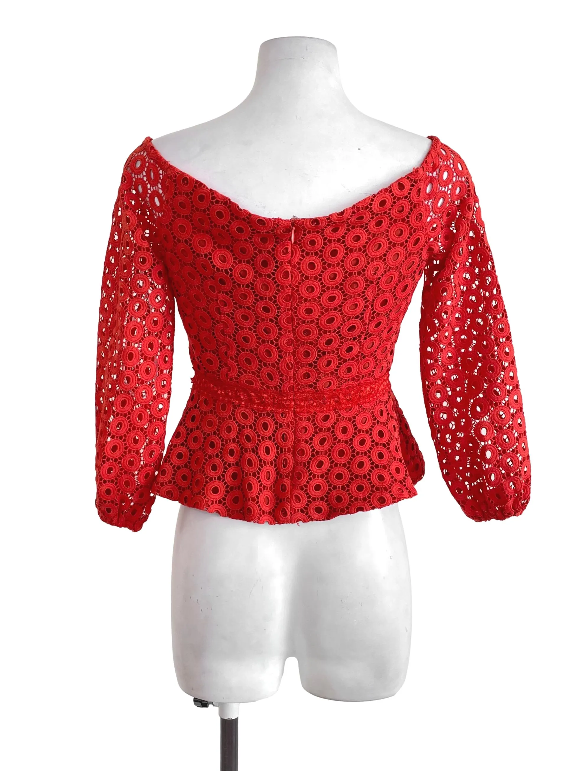 Orange Lace Peplum Top LB