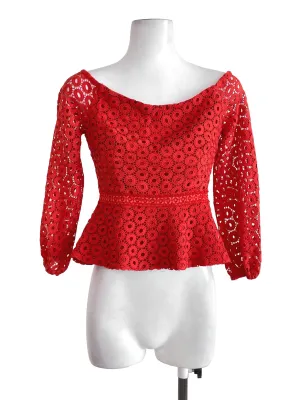 Orange Lace Peplum Top LB