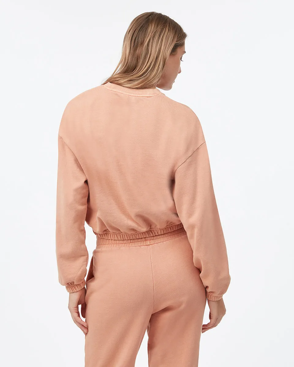 Organic Cotton French Terry Elastic Hem Crew