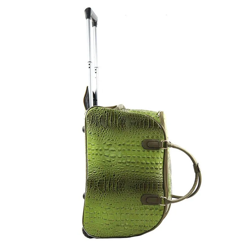 Ostrich Print Olive Rolling Duffle Travel Bag