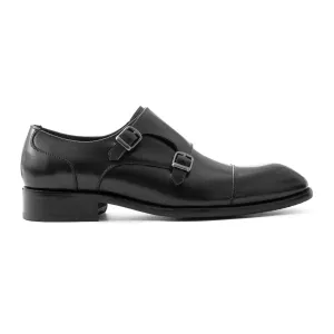 OURTHREE Stainly Double Monk Leather Loafers Men - BLK