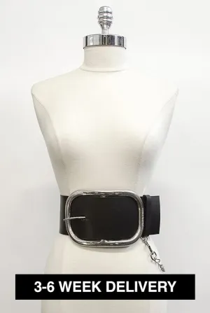 Oversized Buckle Belt with Chain