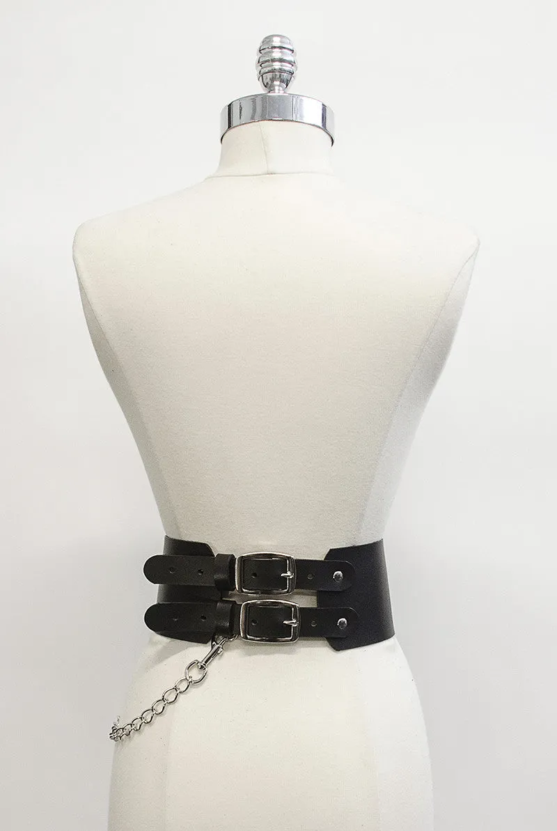 Oversized Buckle Belt with Chain