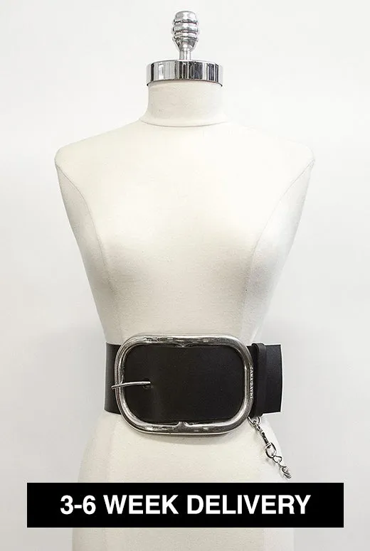 Oversized Buckle Belt with Chain