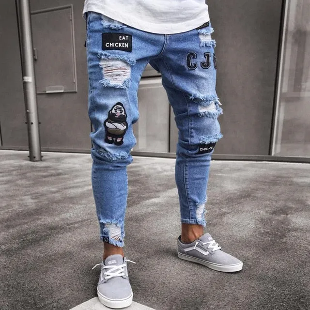 'Patchwork' Ripped Jeans