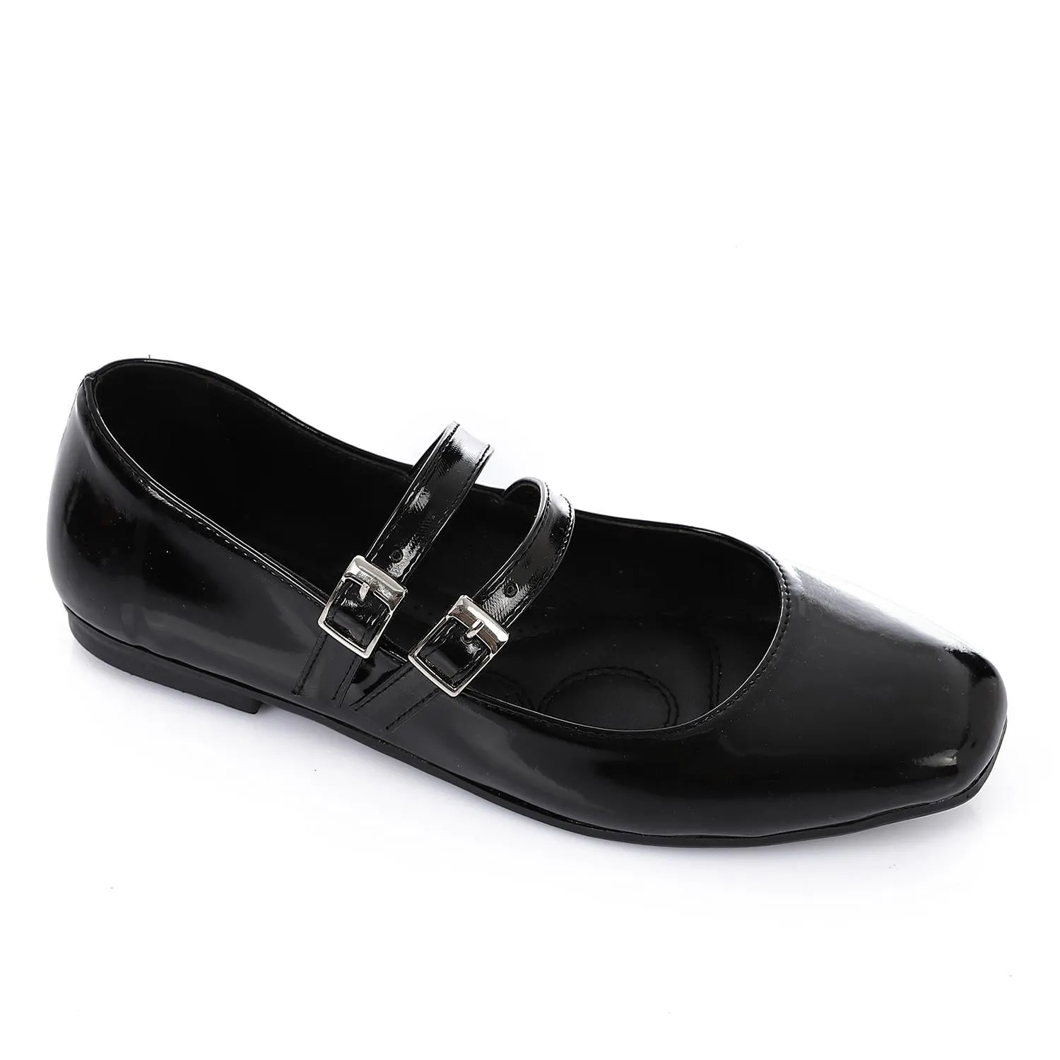 Patent Leather Double Buckled Mary Janes - Black