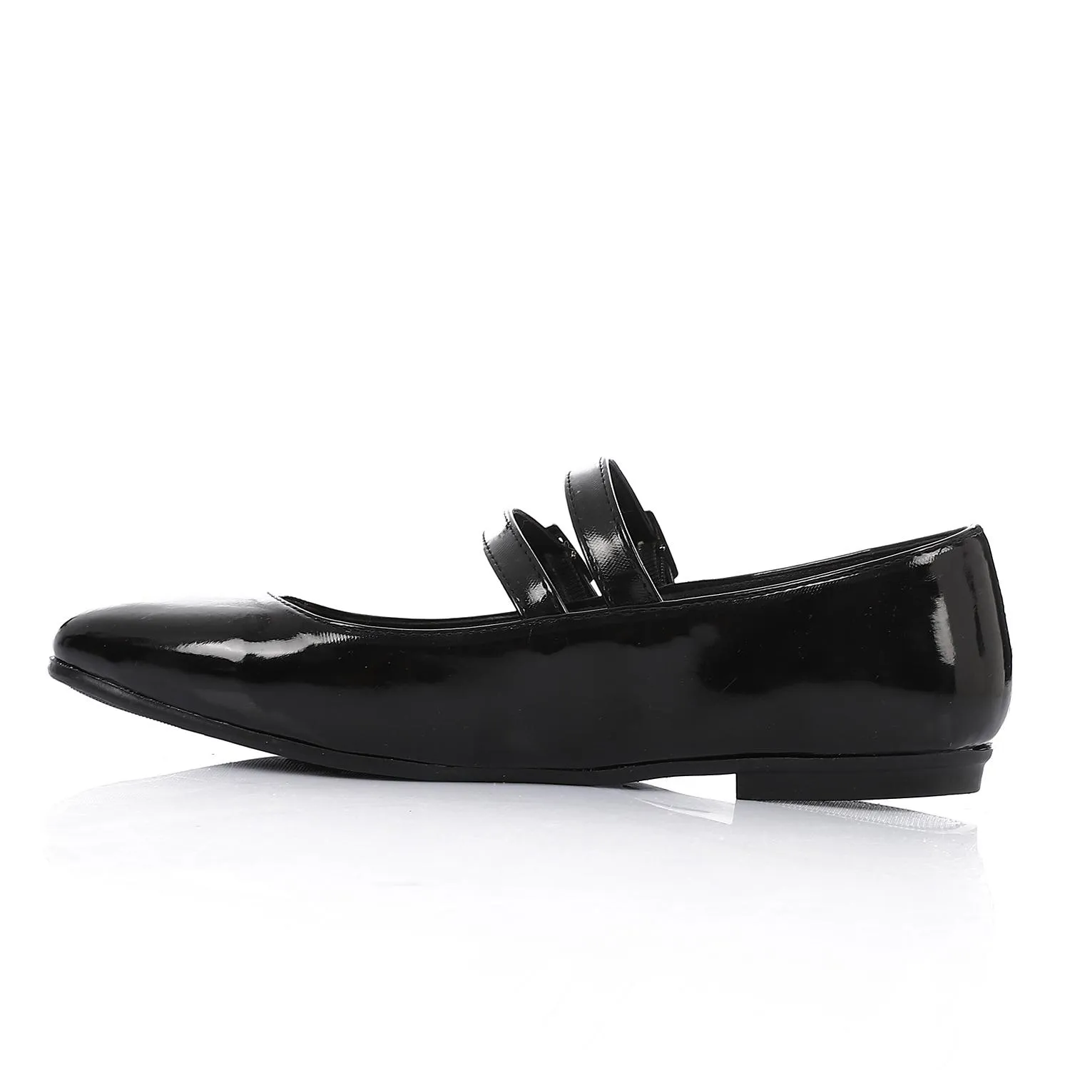 Patent Leather Double Buckled Mary Janes - Black