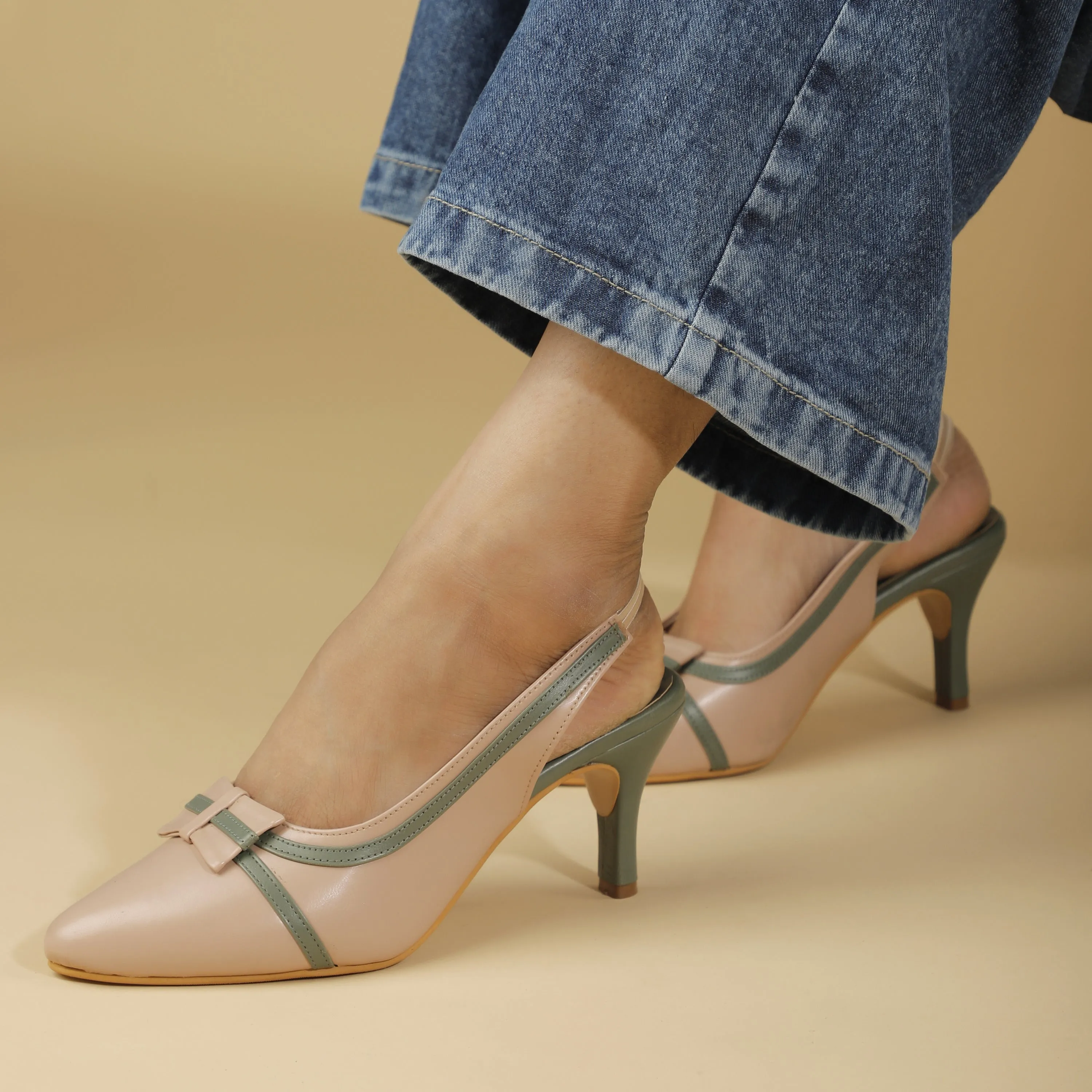 Peach Bow Heels