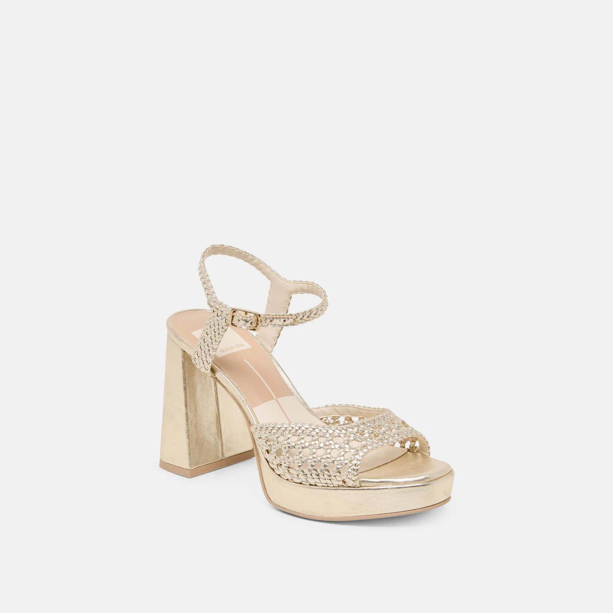 PEYTEN HEELS LIGHT GOLD WOVEN STELLA