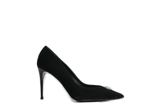 Philipp Plein Women's Black Suede Skull Pump 900 90