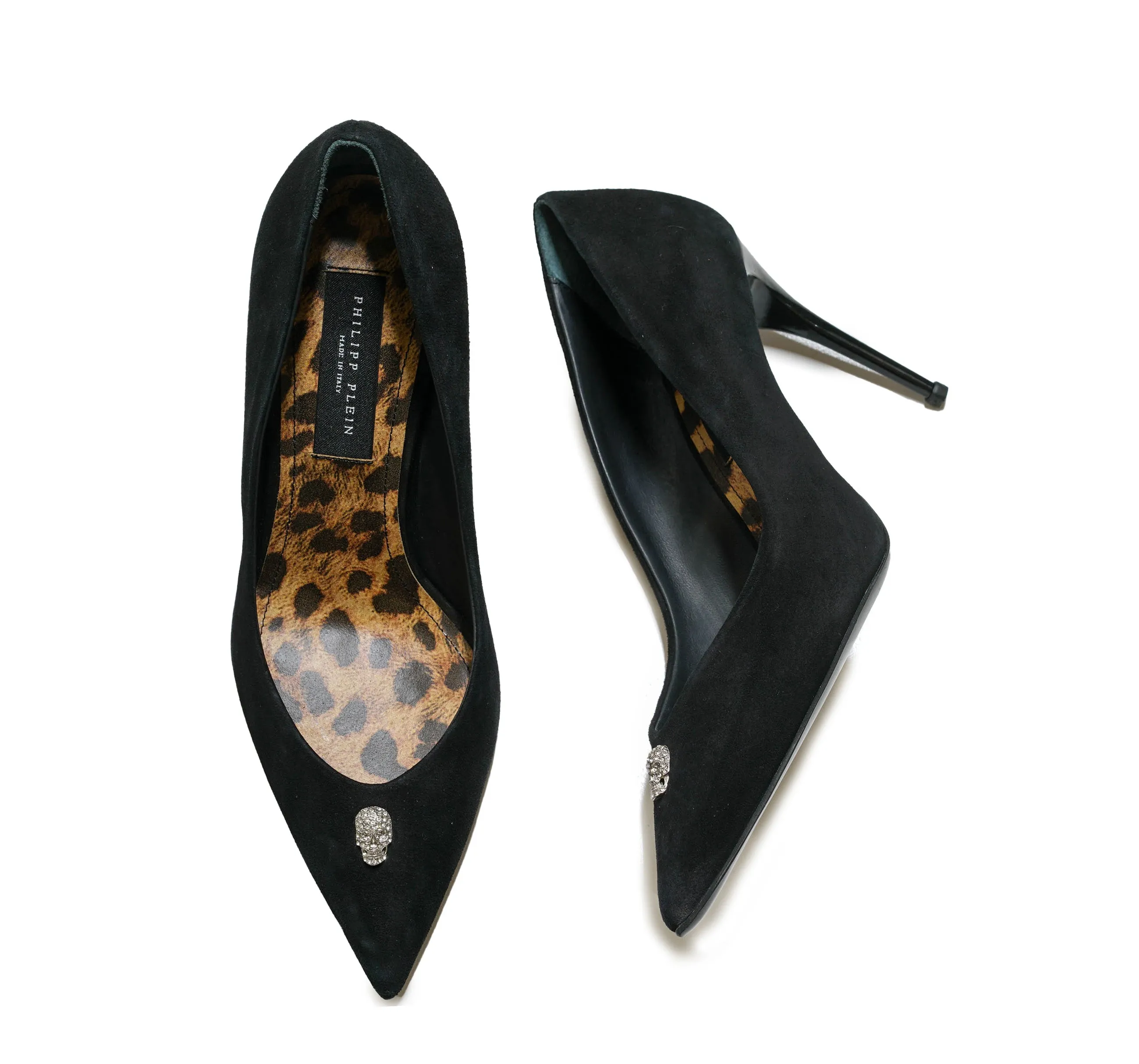 Philipp Plein Women's Black Suede Skull Pump 900 90