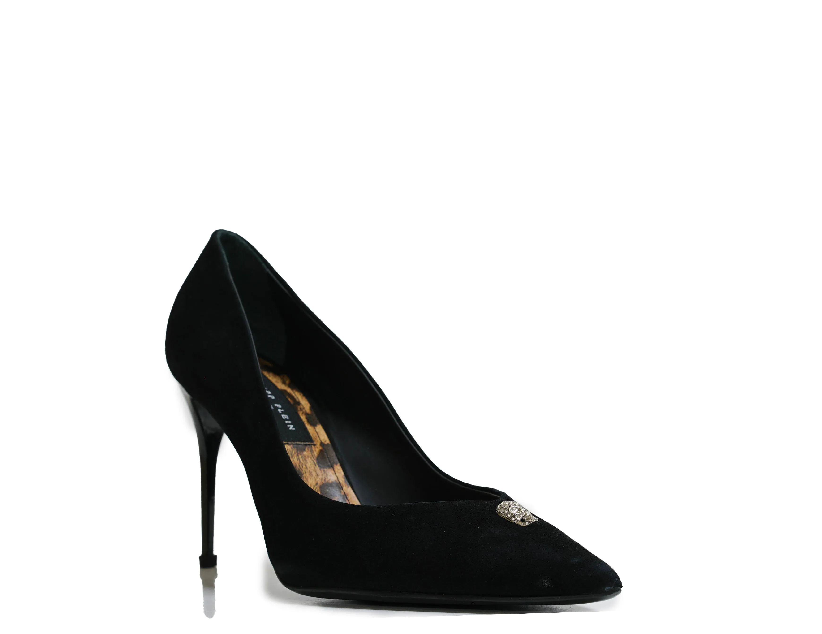 Philipp Plein Women's Black Suede Skull Pump 900 90