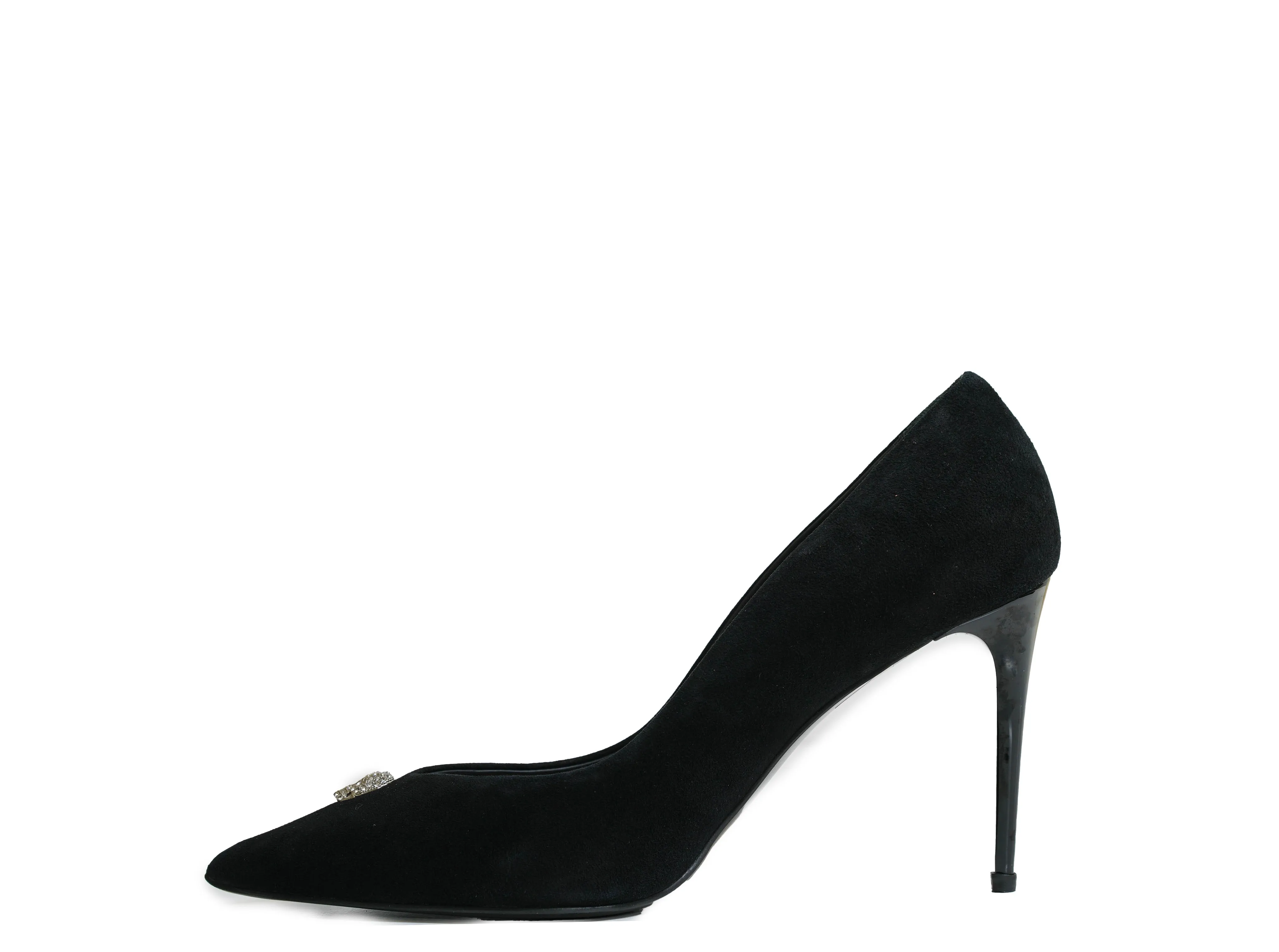 Philipp Plein Women's Black Suede Skull Pump 900 90