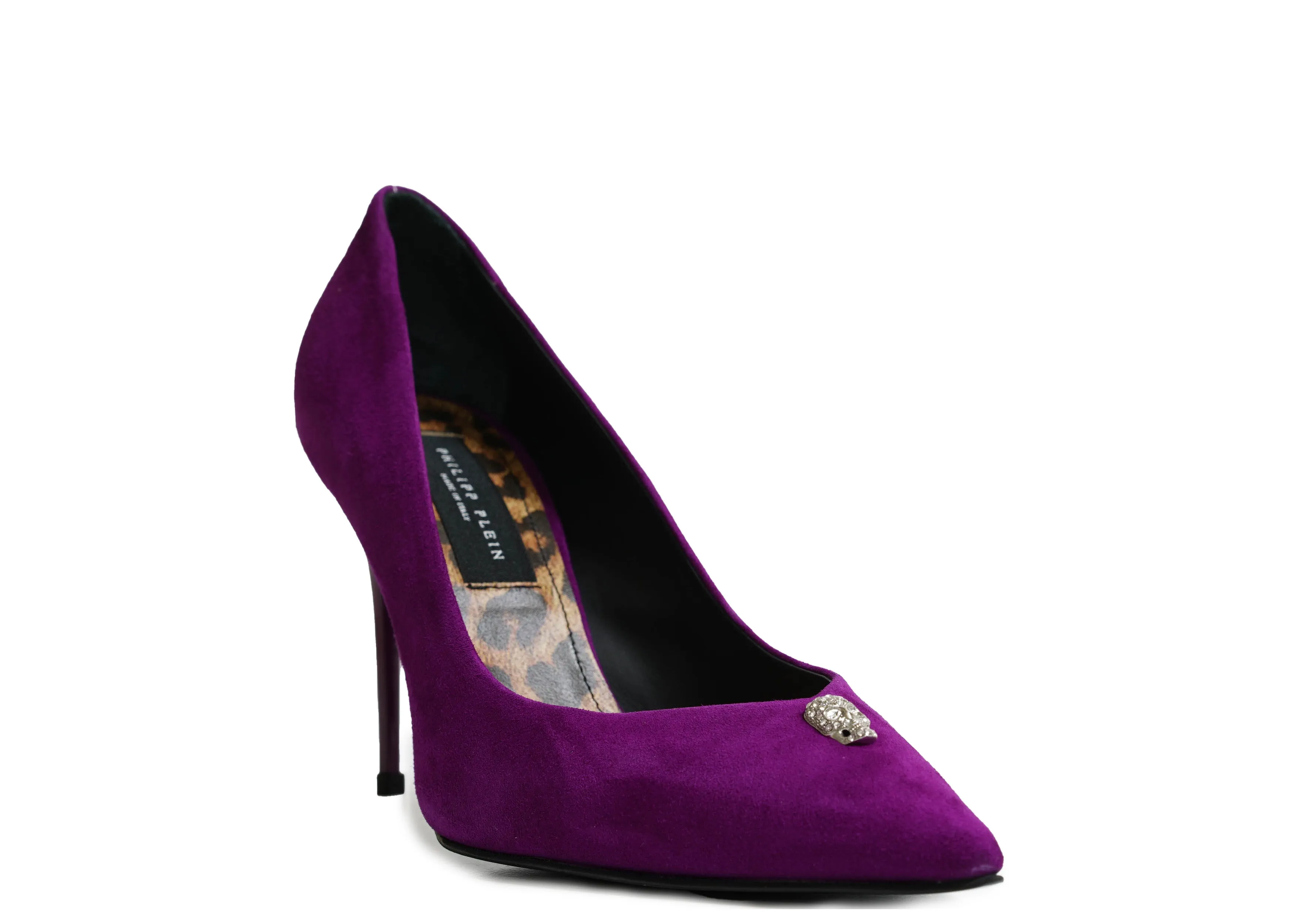 Philipp Plein Women's Fuxia Suede Skull Pump 90