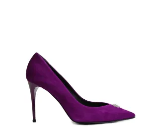 Philipp Plein Women's Fuxia Suede Skull Pump 90