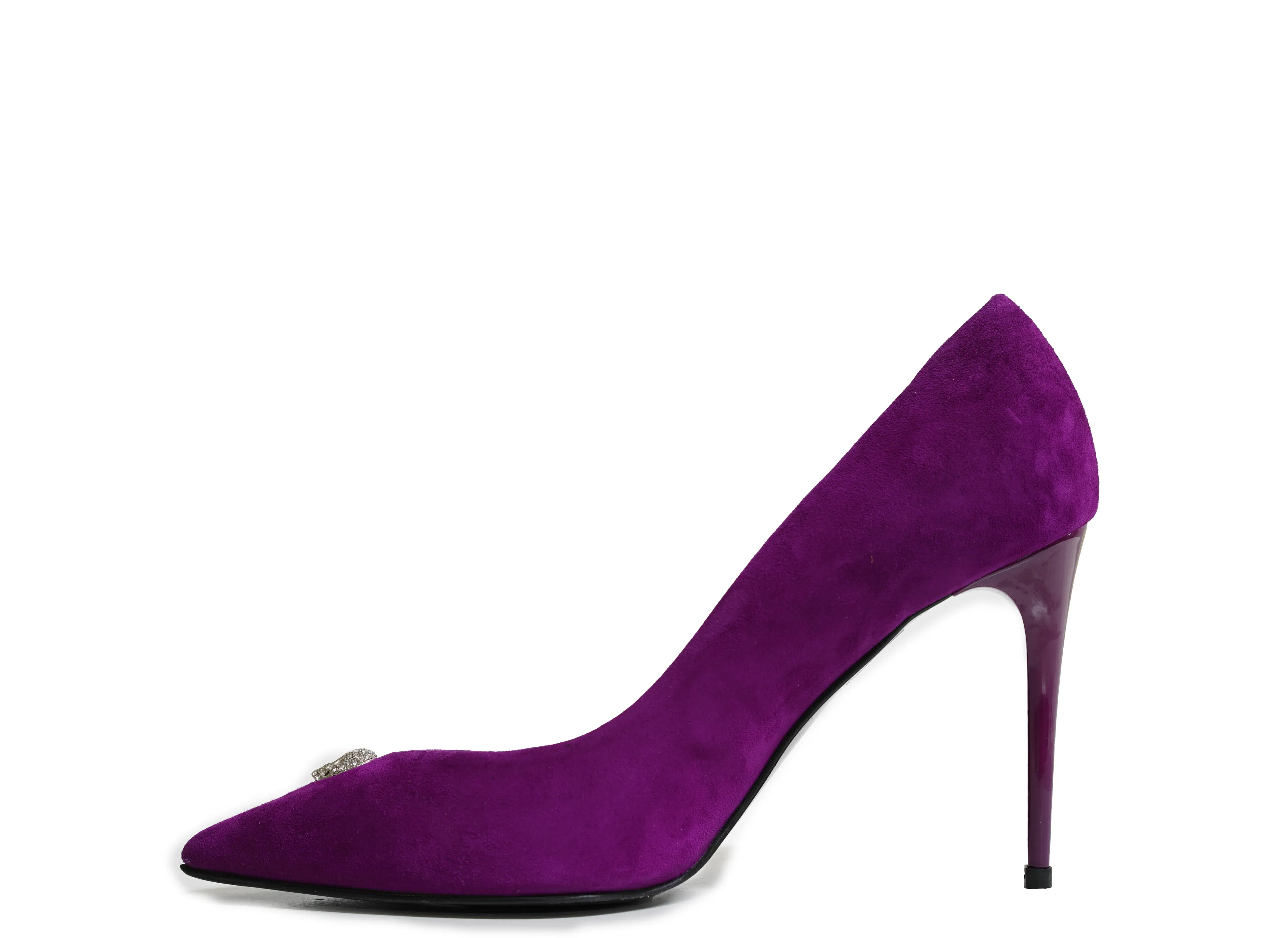 Philipp Plein Women's Fuxia Suede Skull Pump 90