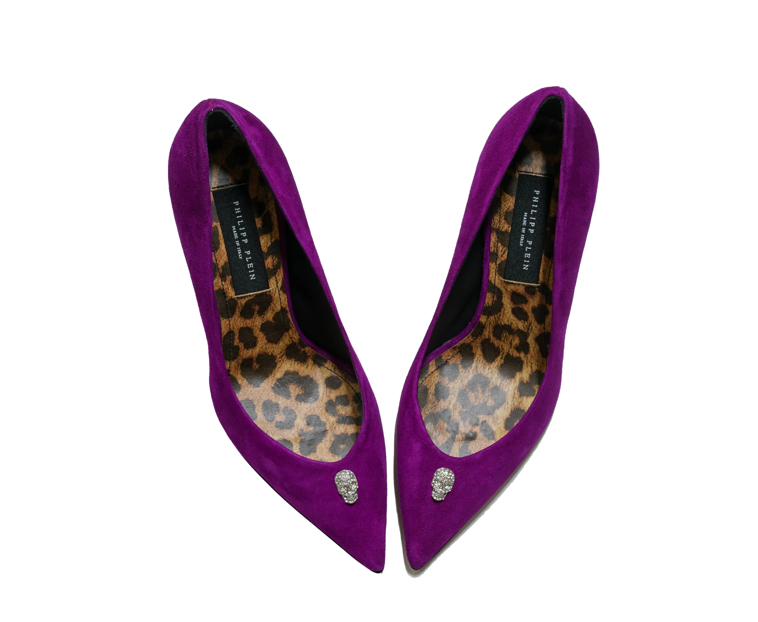 Philipp Plein Women's Fuxia Suede Skull Pump 90