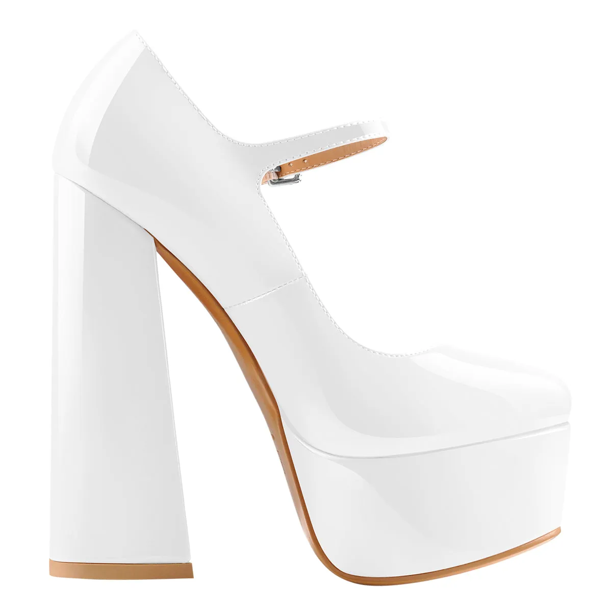 Platform Round Toe Chunky Square High Heels Pumps