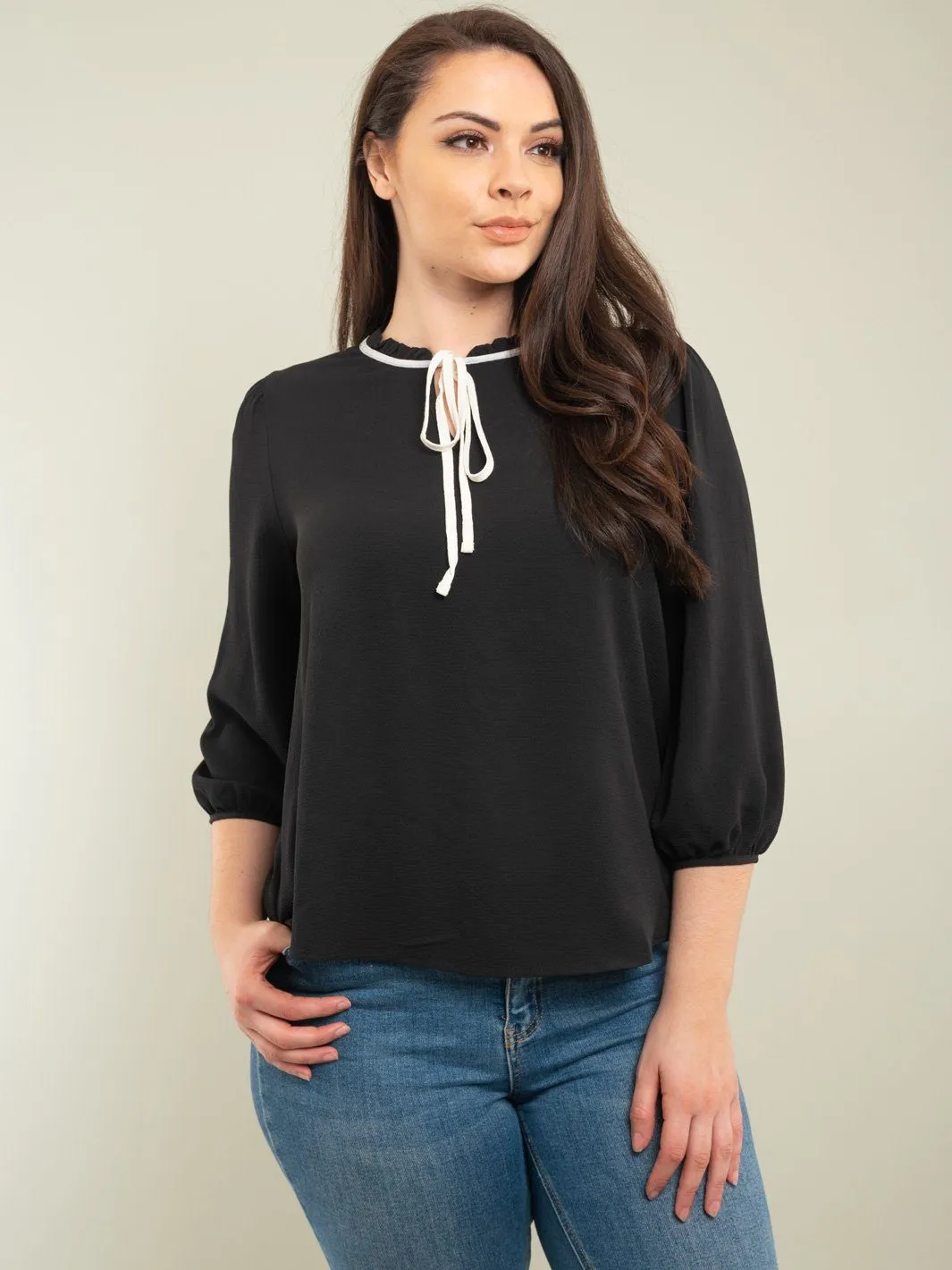 PLUS SIZE 3/4 SLEEVE TOP
