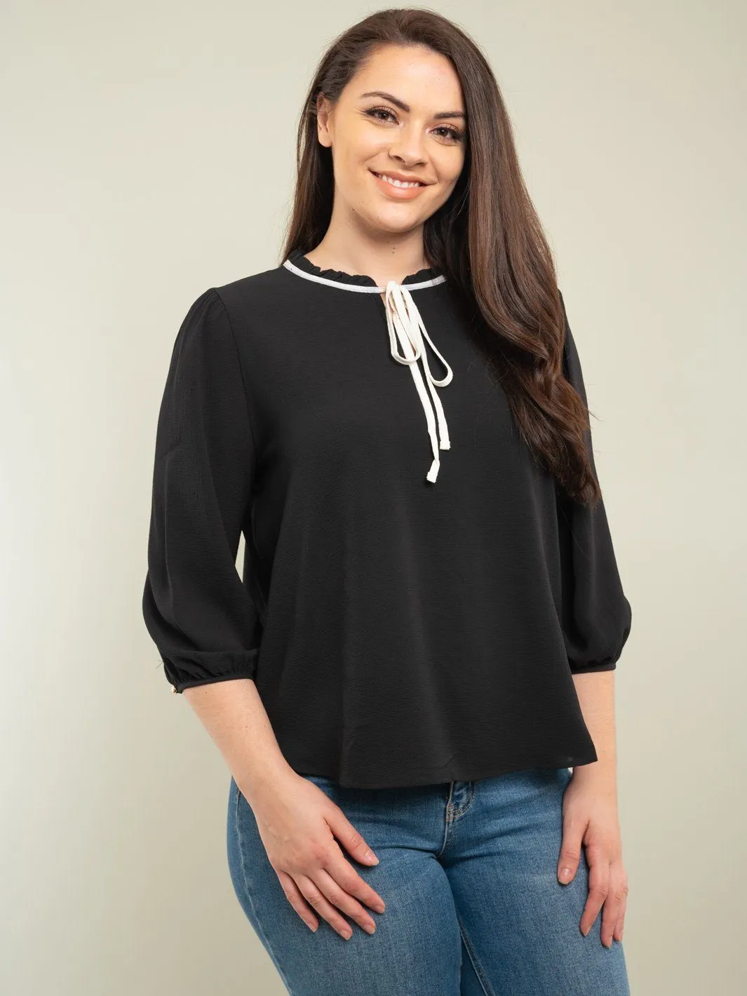 PLUS SIZE 3/4 SLEEVE TOP